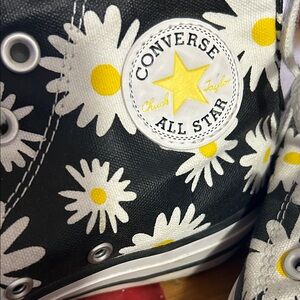 Converse Black and White Daisy Print High-Tops